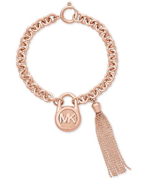 michael kors logo padlock & chain tassel link bracelet|Michael kors logo lock stud earrings + FREE SHIPPING.